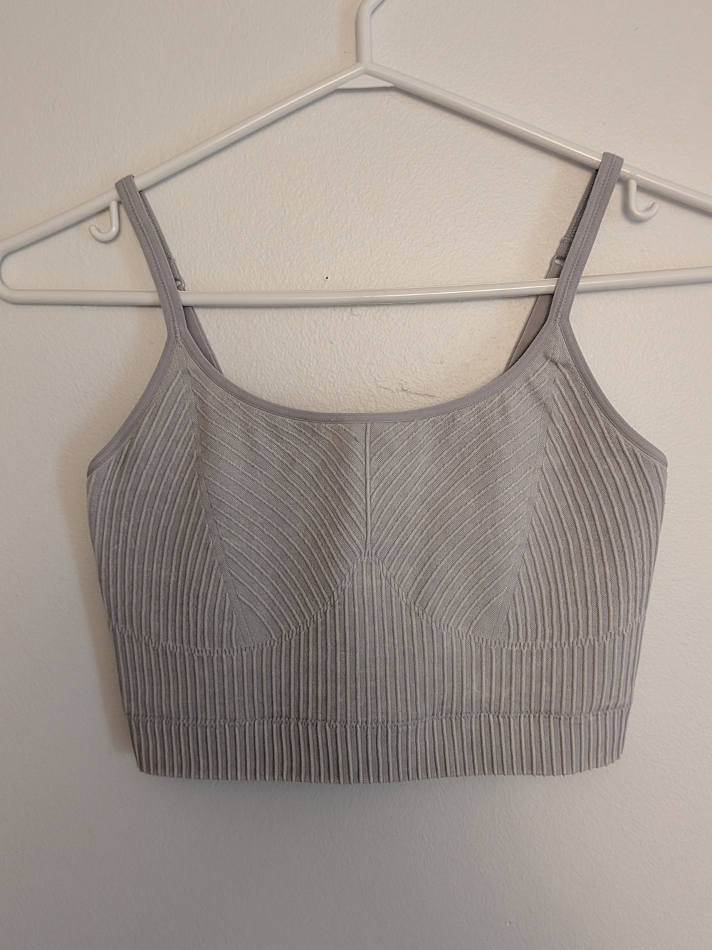 Aerie Real Good Ribbed Light Gray Cropped Bralette with Adjustable Straps